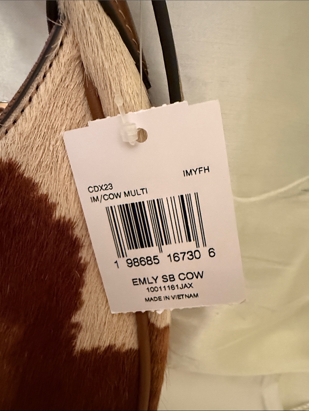 π€Coach NWT Emily Brown and Cream Calf-hair Cow Print Shoulder Bag/Gold Hardware - Picture 10 of 10